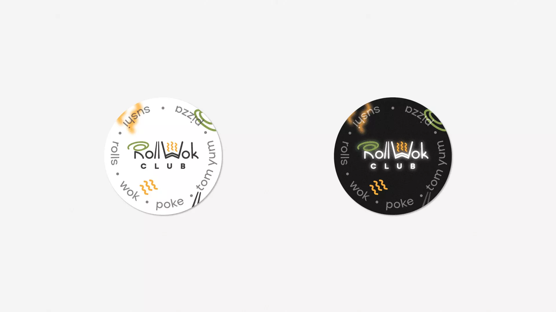 Разработка наклеек для суши-бара «Roll Wok Club» в Одинцово